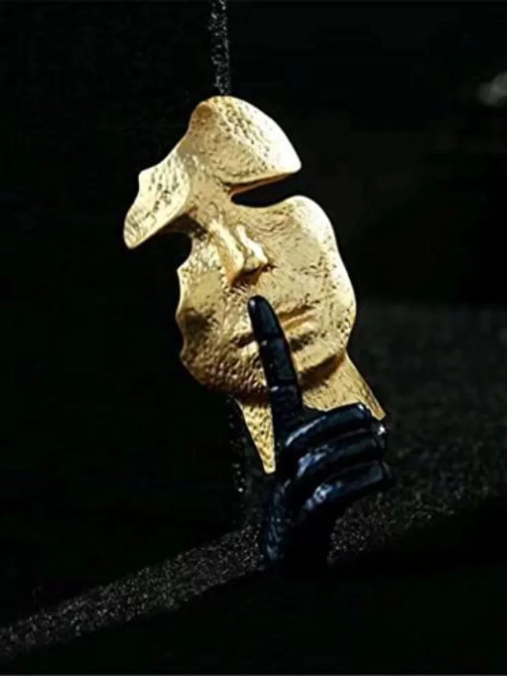 Gold Mask Enamel Lapel Pin Silence is Gold Thinker‎ Pin Badge Abstract Art